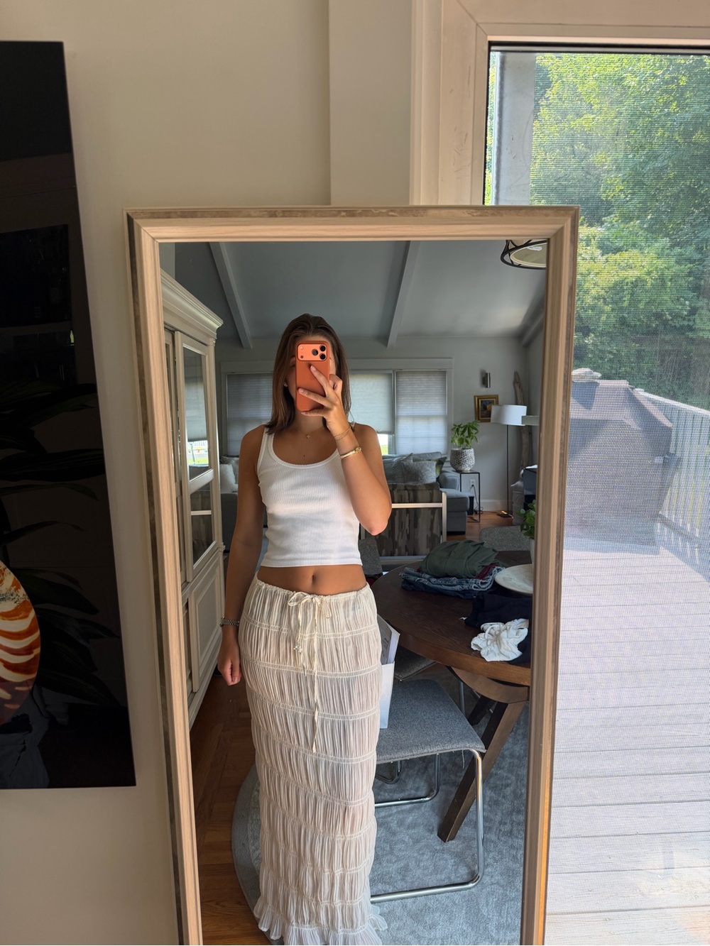 SHEIN White Crochet Tiered Maxi Skirt